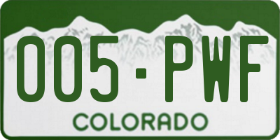 CO license plate 005PWF