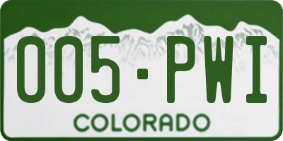 CO license plate 005PWI