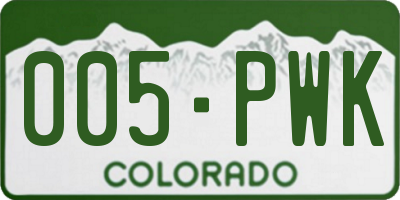 CO license plate 005PWK