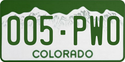 CO license plate 005PWO