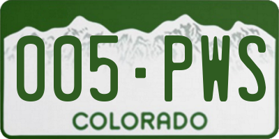 CO license plate 005PWS