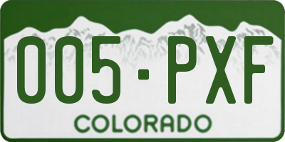 CO license plate 005PXF
