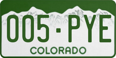 CO license plate 005PYE