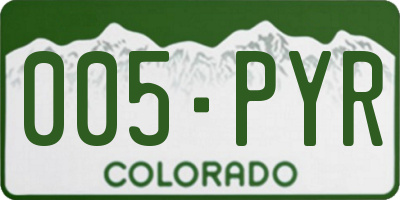 CO license plate 005PYR
