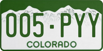CO license plate 005PYY
