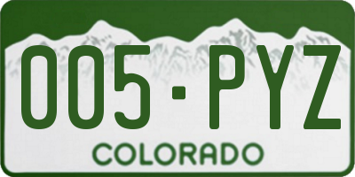 CO license plate 005PYZ