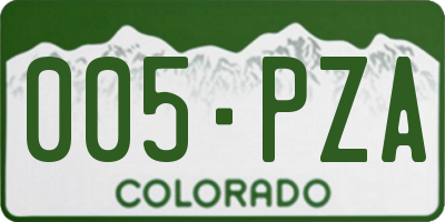 CO license plate 005PZA
