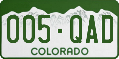 CO license plate 005QAD