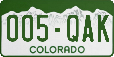CO license plate 005QAK