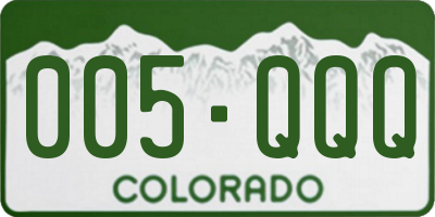 CO license plate 005QQQ