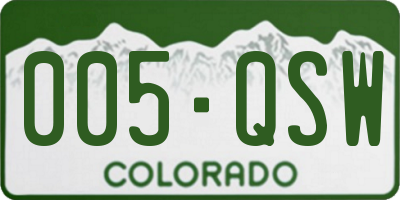 CO license plate 005QSW
