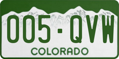 CO license plate 005QVW