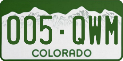 CO license plate 005QWM