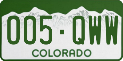 CO license plate 005QWW