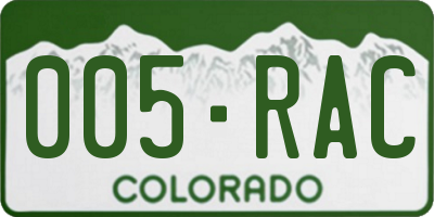 CO license plate 005RAC