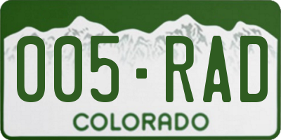 CO license plate 005RAD