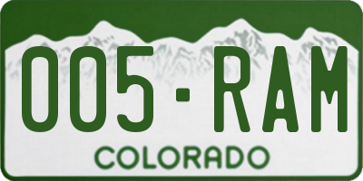 CO license plate 005RAM