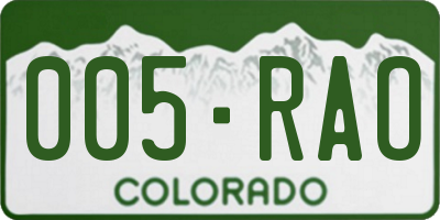 CO license plate 005RAO