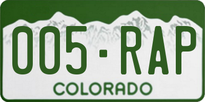CO license plate 005RAP