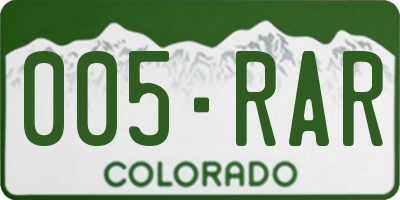 CO license plate 005RAR