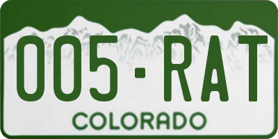 CO license plate 005RAT