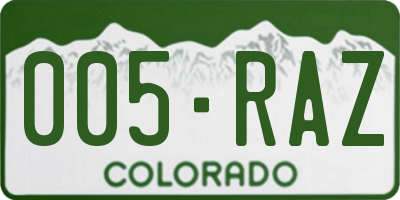 CO license plate 005RAZ