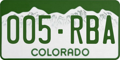 CO license plate 005RBA