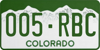 CO license plate 005RBC