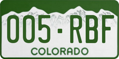 CO license plate 005RBF