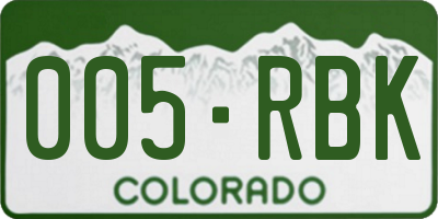 CO license plate 005RBK