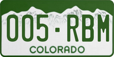 CO license plate 005RBM