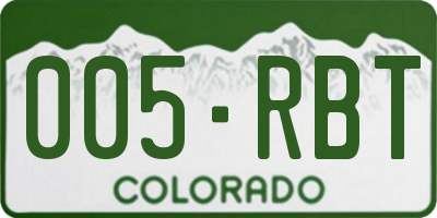 CO license plate 005RBT