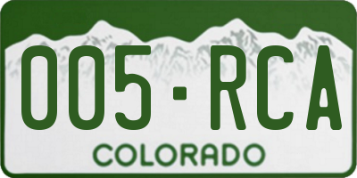 CO license plate 005RCA
