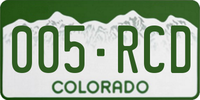 CO license plate 005RCD