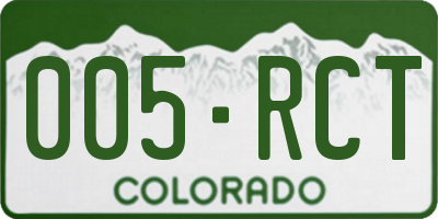 CO license plate 005RCT