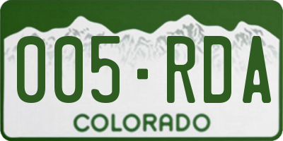 CO license plate 005RDA