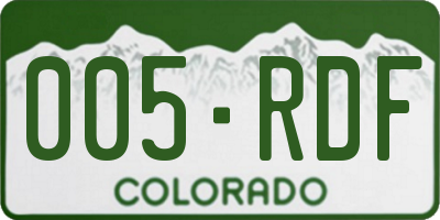 CO license plate 005RDF