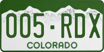 CO license plate 005RDX