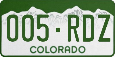 CO license plate 005RDZ