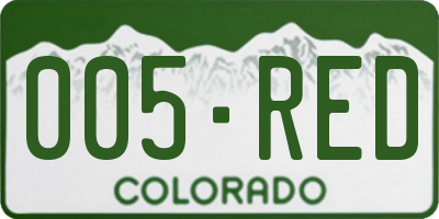 CO license plate 005RED