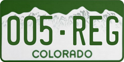 CO license plate 005REG