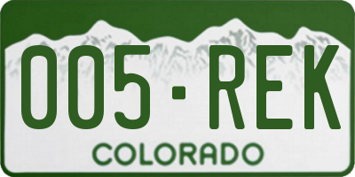 CO license plate 005REK