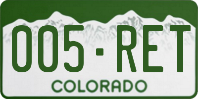 CO license plate 005RET