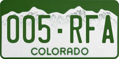 CO license plate 005RFA