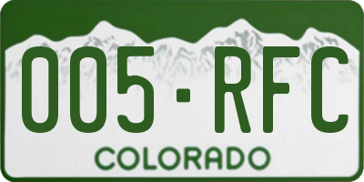 CO license plate 005RFC