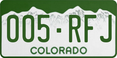 CO license plate 005RFJ