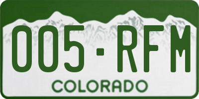 CO license plate 005RFM