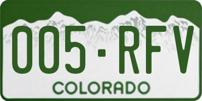 CO license plate 005RFV