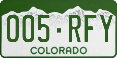 CO license plate 005RFY