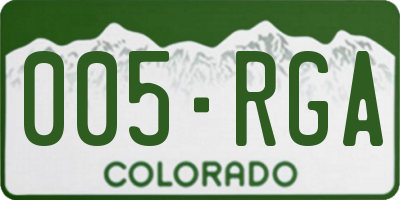 CO license plate 005RGA